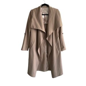 SOIA & KYO Waterfall Open Trench Coat Roll Sleeves Putty Mauve XS